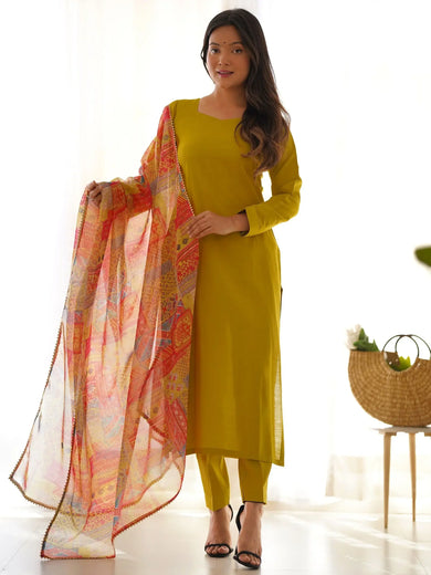 Wonderful Mustard Cotton Festival Wear Straight Kurta With Pant